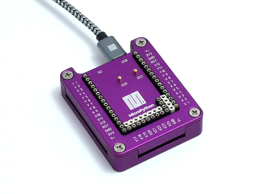 MicroPython pyboard lite with purple housing